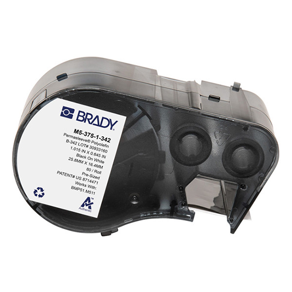 Brady M5-375-1-342 cinta termorretráctil negra sobre blanco 25,40 mm x 16,38 mm (original)