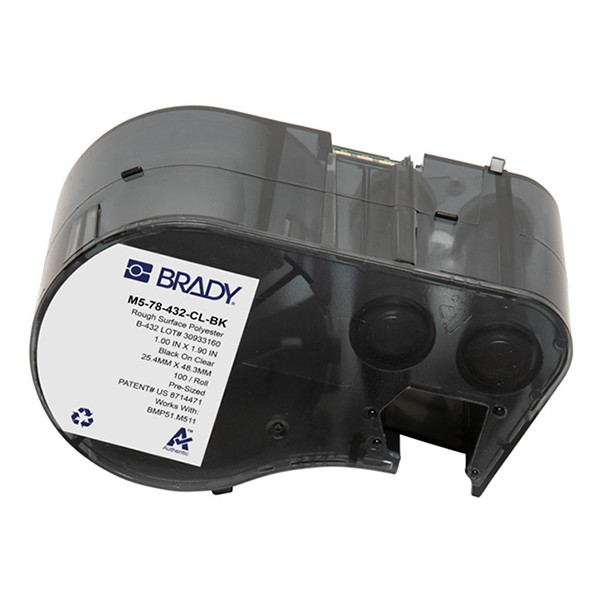 Brady M5-78-432-CL-BK etiquetas de poliéster negro sobre transparente 25,4 mm x 48,26 mm (original)