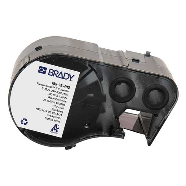 Brady M5-78-492 etiquetas de poliéster negro sobre blanco 25,40 mm x 48,26 mm (original) M5-78-492 147987 - 1