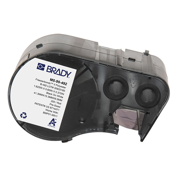 Brady M5-95-492 etiquetas de poliéster negro sobre blanco 15,24 mm x 41,28 mm (original)