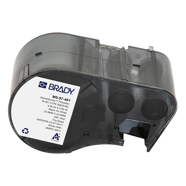 Brady M5-97-481 etiquetas de poliéster negro sobre blanco 22,86 mm x 22,86 mm (original) M5-97-481 147998 - 1