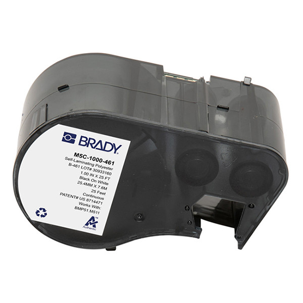 Brady M5C-1000-461 etiquetas de poliéster laminada negro sobre blanco 25,4 mm x 7,62 m (original)