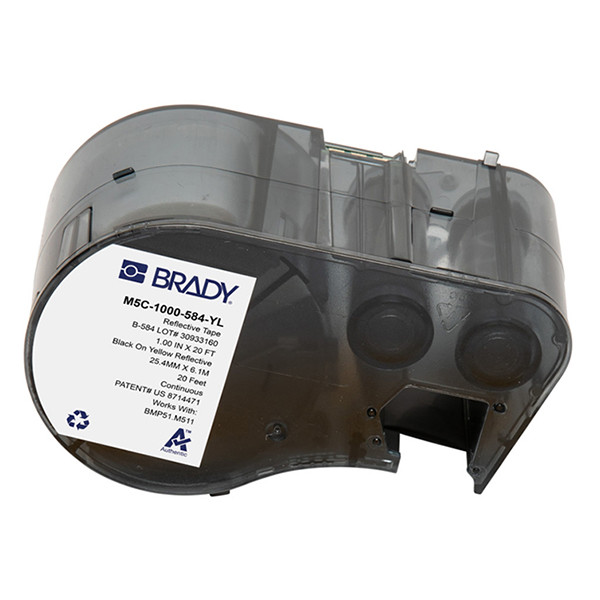 Brady M5C-1000-584-YL etiquetas de plástico negro sobre amarillo 25,4 mm x 6,1 m (original)