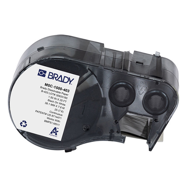 Brady M5C-1500-403 cinta de papel negro sobre blanco 38,1 mm x 7,62 mm (original)