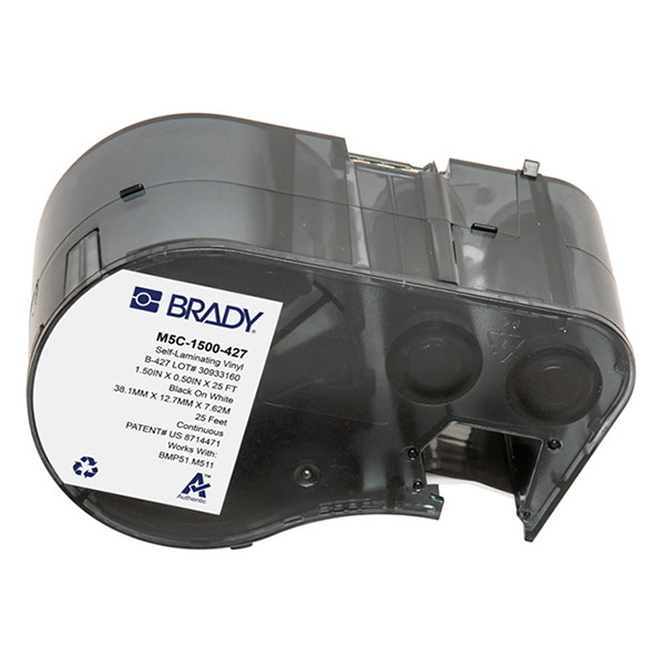 Brady M5C-1500-427 Cinta Vinilo Laminado Negro Sobre Blanco/Transparente 38,1 mm x 7,62 mx 12,7 mm (original)