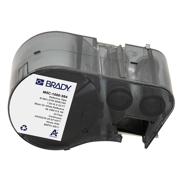 Brady M5C-1500-584 etiquetas de plástico negro sobre blanco 38,1 mm x 6,1 m (original)