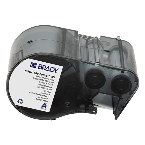 Brady M5C-1500-595-BK-WT Cinta de vinilo blanco sobre negro 38,1 mm x 7,62 m (original) M5C-1500-595-BK-WT 148352 - 1