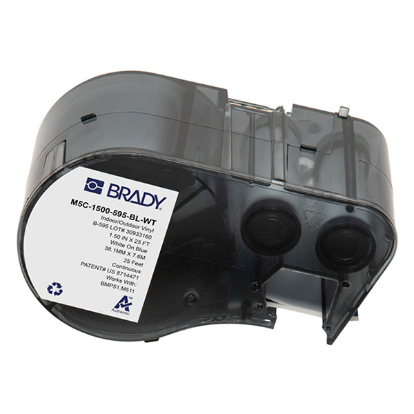 Brady M5C-1500-595-BL-WT cinta vinilo blanco sobre azul 38,1 mm x 7,62 m (original)