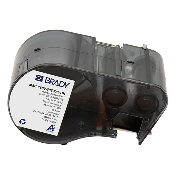 Brady M5C-1500-595-OR-BK cinta vinilo negro sobre naranja 38,1 mm x 7,62 m (original)