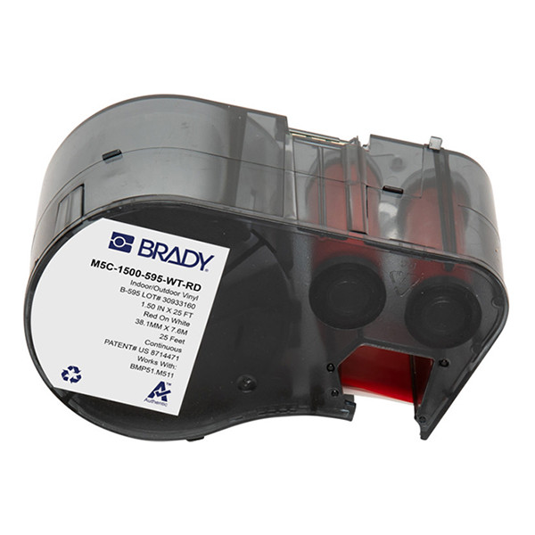 Brady M5C-1500-595-WT-RD cinta vinilo rojo sobre blanco 38,1 mm x 7,62 m (original) M5C-1500-595-WT-RD 148212 - 1