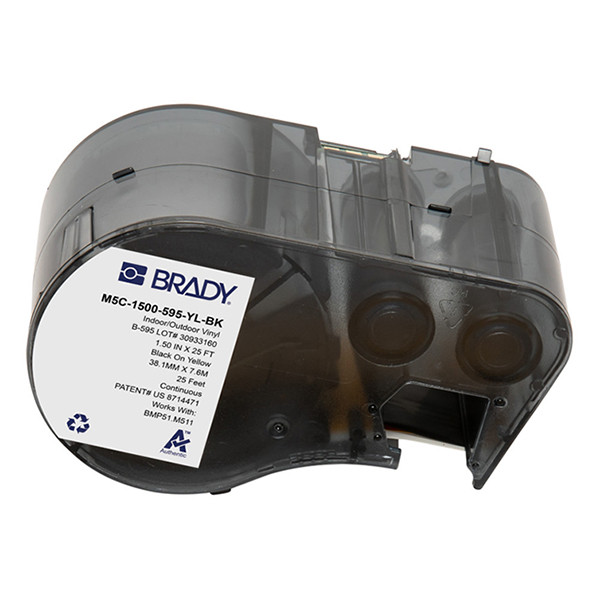 Brady M5C-1500-595-YL-BK cinta de vinilo negro sobre amarillo 38,1 mm x 7,62 m (original) M5C-1500-595-YL-BK 148210 - 1