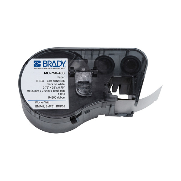 Brady MC-750-403 cinta de papel negro sobre blanco 19,05 x 7,62 mx 19,05 mm (original) MC-750-403 147086 - 1