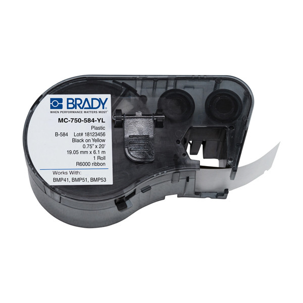 Brady MC-750-584-YL Etiquetas de plástico de 19,05 mm x 6,1 mm (original) MC-750-584-YL 146116 - 1