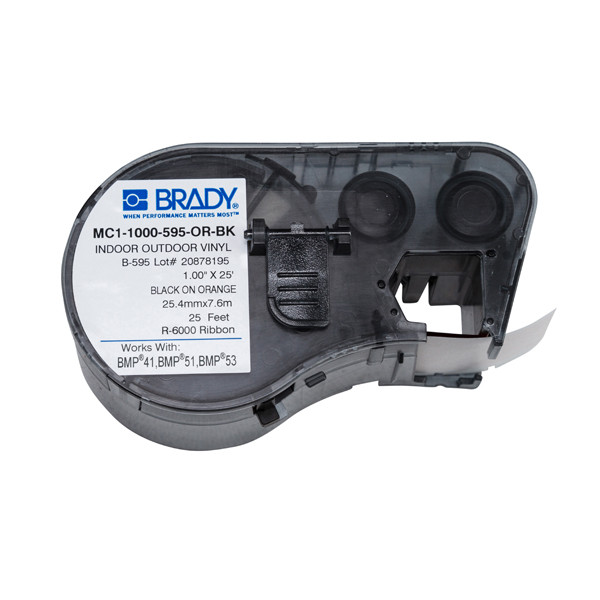 Brady MC1-1000-595-OR-BK cinta de vinilo negro sobre naranja 25,4 mm x 7,62 m (original) MC1-1000-595-OR-BK 147102 - 1