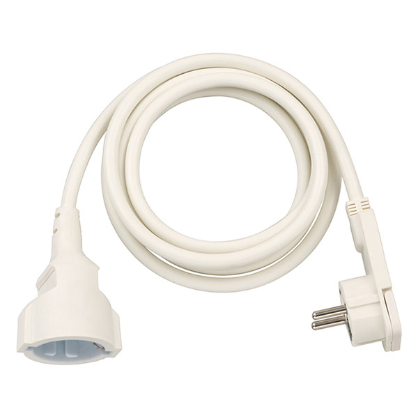 Cable alargador de plástico con enchufe plano blanco (2 metros)