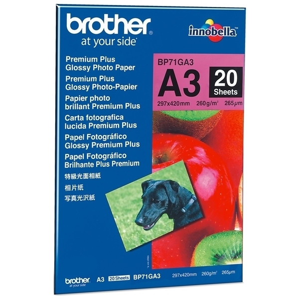 Brother BP71GA3 premium plus papel fotográfico brillante A3 260 gramos (20 hojas) BP71GA3 063500 - 1