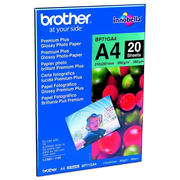 Brother BP71GA4 Papel Fotográfico Glossy Premium Plus | 260 g | A4 | 20 hojas BP71GA4 063512 - 1