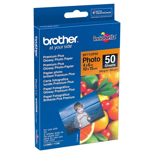 Brother BP71GP50 Papel Fotográfico Glossy Premium Plus | 260 g | 10 x 15 cm | 50 hojas