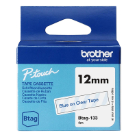 Brother Btag-133 cinta no laminada azul sobre transparente 12 mm (original) BTAG133 080346