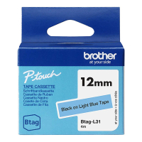 Brother Btag-L31 cinta no laminada negra sobre azul claro 12 mm (original) BTAGL31 080366