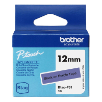 Brother Cinta Brother Btag-F31 no laminada negra sobre violeta 12 mm (original) BTAGF31 080360
