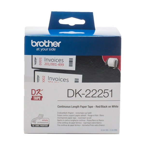 Brother DK-22251 cinta continua de papel térmico rojo/negro sobre blanco (original) DK-22251 080776 - 1