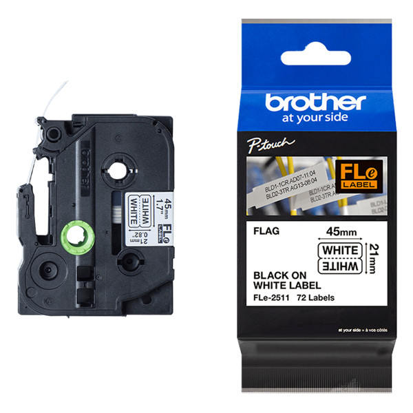 Brother FLe-2511 Cinta negro sobre blanco 21 mm (original) FLE2511 350554 - 1