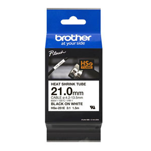 Brother HSe-251E cinta termorretráctil negro sobre blanco 21 mm (original) HSE251E 426240 - 1