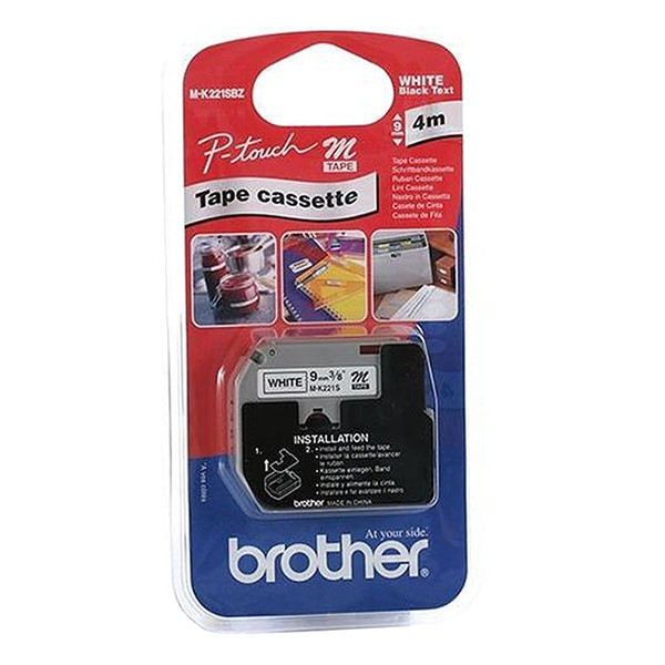 Brother M-K221SBZ cinta no laminada negro sobre blanco 9 mm (original) MK221SBZ 350560 - 1