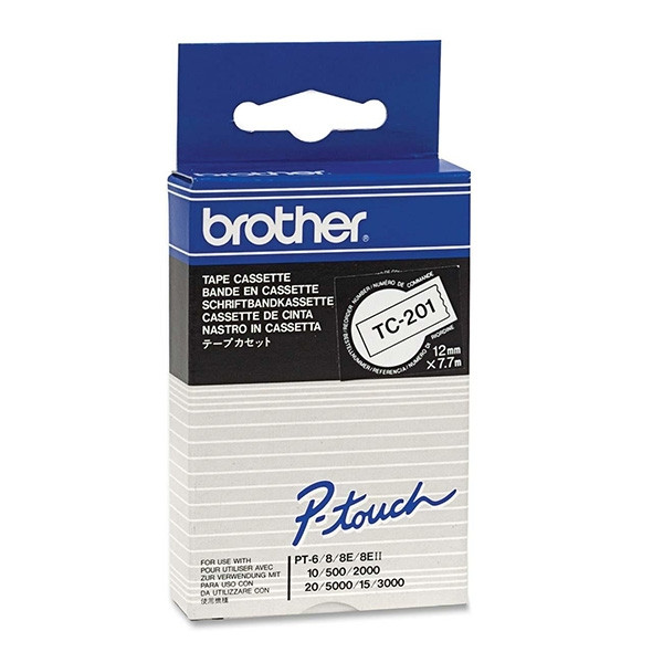 Brother TC-201 cinta negro sobre blanco 12 mm (original) TC-201 080502 - 1