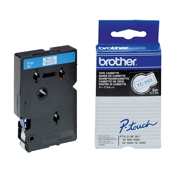 Brother TC-293 cinta azul sobre blanco 9 mm (original)