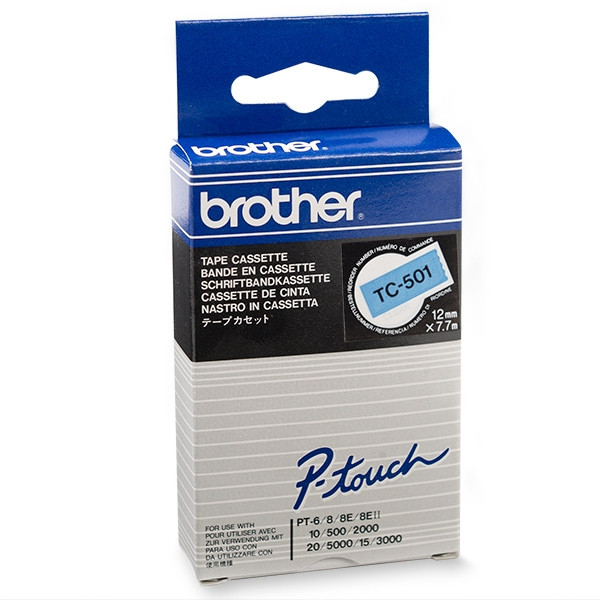 Brother TC-501 cinta negro sobre azul 12 mm (original)