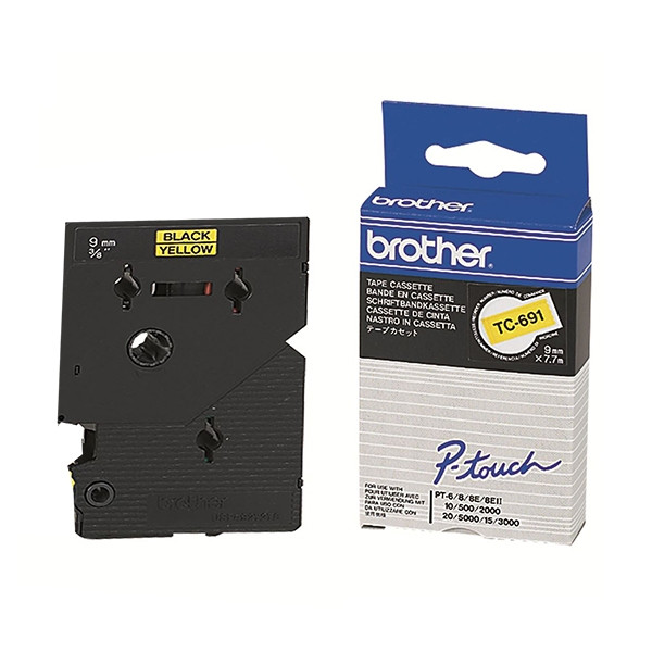 Brother TC-691 cinta negro sobre amarillo 9 mm (original) TC-691 088858 - 1