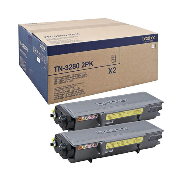 Brother TN-3280 Pack doble de toner negro de alta capacidad (original) TN3280TWIN 833418 - 1