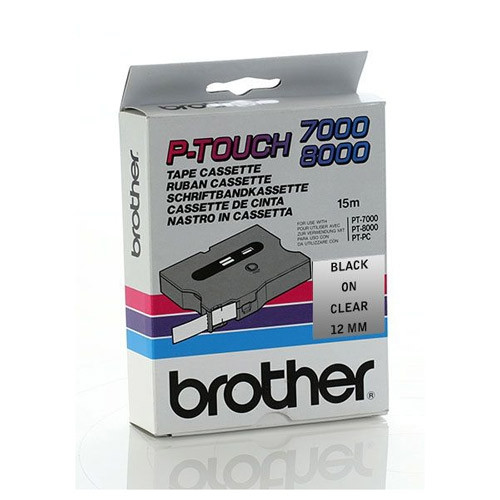 Brother TX-131 cinta negro sobre transparente 12 mm (original) TX131 080319 - 1