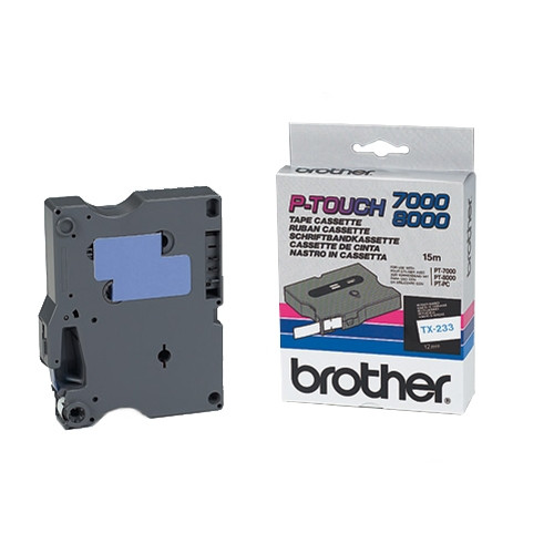 Brother TX-233 cinta azul sobre blanco 12 mm (original) TX233 080238 - 1