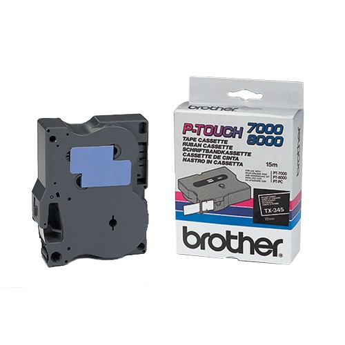 Brother TX-345 cinta blanco sobre negro 18 mm (original) TX345 080252 - 1