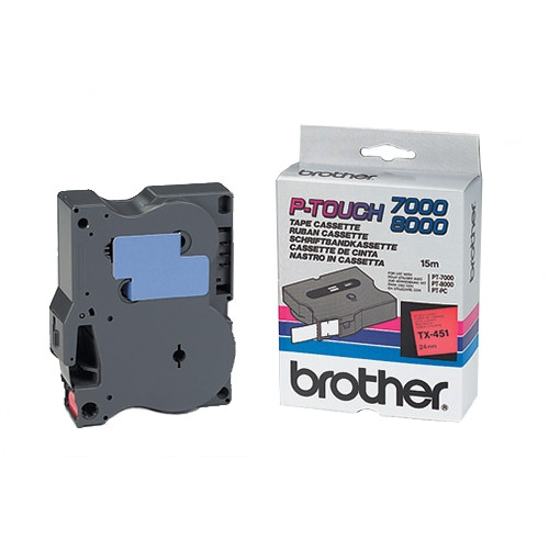 Brother TX-451 cinta negro sobre rojo 24 mm (original) TX451 080262 - 1