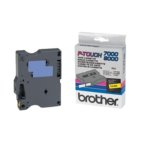 Brother TX-621 cinta negro sobre amarillo 9 mm (original) TX621 080272 - 1