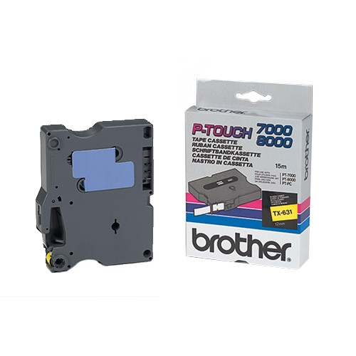 Brother TX-631 cinta negro sobre amarillo 12 mm (original) TX631 080274 - 1