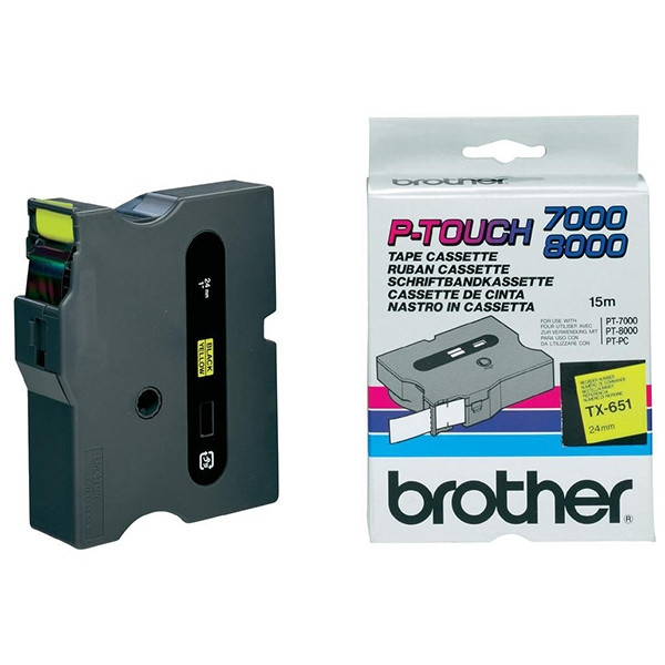 Brother TX-651 cinta negro sobre amarillo 24 mm (original) TX651 080312 - 1