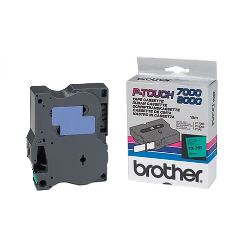 Brother TX-751 cinta negro sobre verde 24 mm (original) TX751 080282 - 1