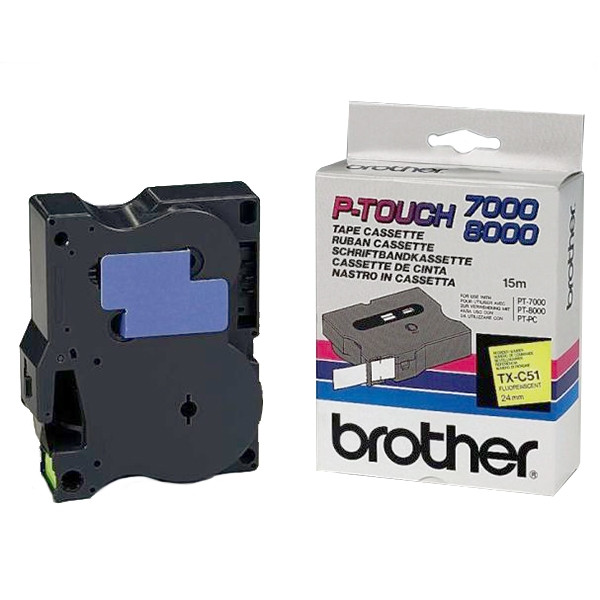 Brother TX-C51 cinta negro sobre amarillo fluorescente 24 mm (original) TXC51 080292 - 1
