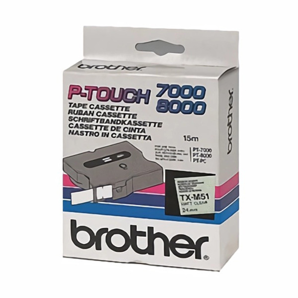 Brother TX-M51 cinta negro mate sobre transparente 24 mm (original) TXM51 080298 - 1