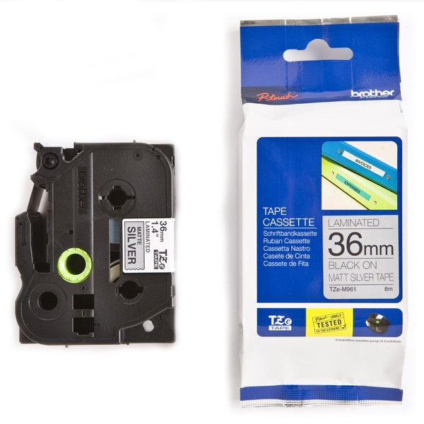 Brother TZe-M961 Cinta negro sobre plateado mate 36mm (original) – imagen 2