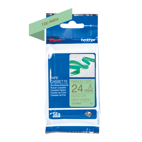 Brother TZe-RM54 cinta dorada sobre verde menta 24 mm (original) TZe-RM54 350546 - 1