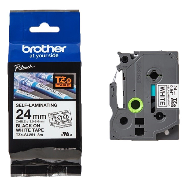 Brother TZe-SL251 cinta autolaminada negro sobre blanco 24 mm (original) TZESL251 080840 - 1