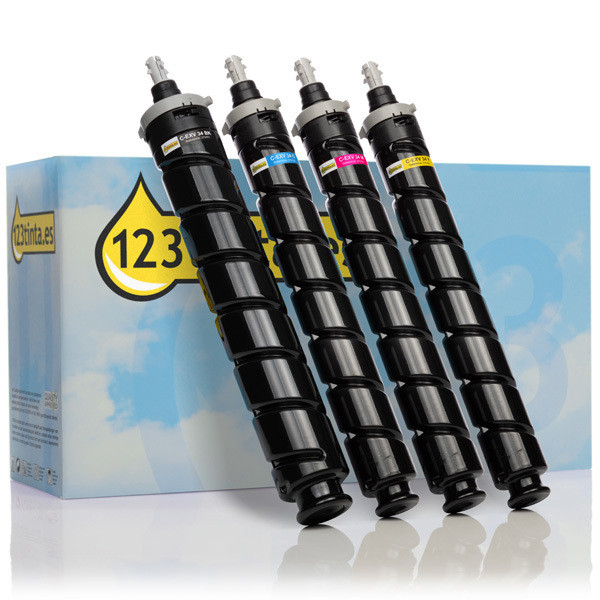 Canon C-EXV 34 toners (marca 123tinta) | Pack negro + 3 colores 130705 - 1
