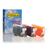 Canon CLI-526CMY colores cartuchos de tinta (marca 123tinta) | Pack negro + 3 colores