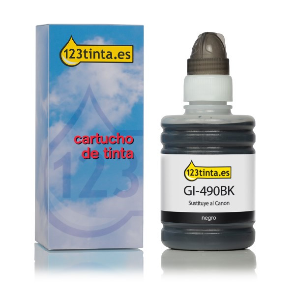 Canon GI-490BK botella de tinta negra (marca 123tinta) 0663C001C 011673 - 1